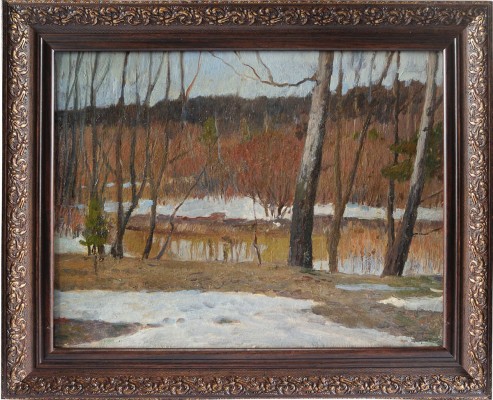 Петров Алексей Александрович. Ранняя весна. Пейзаж (на оборотной стороне эскиз к картине "Борис Годунов")